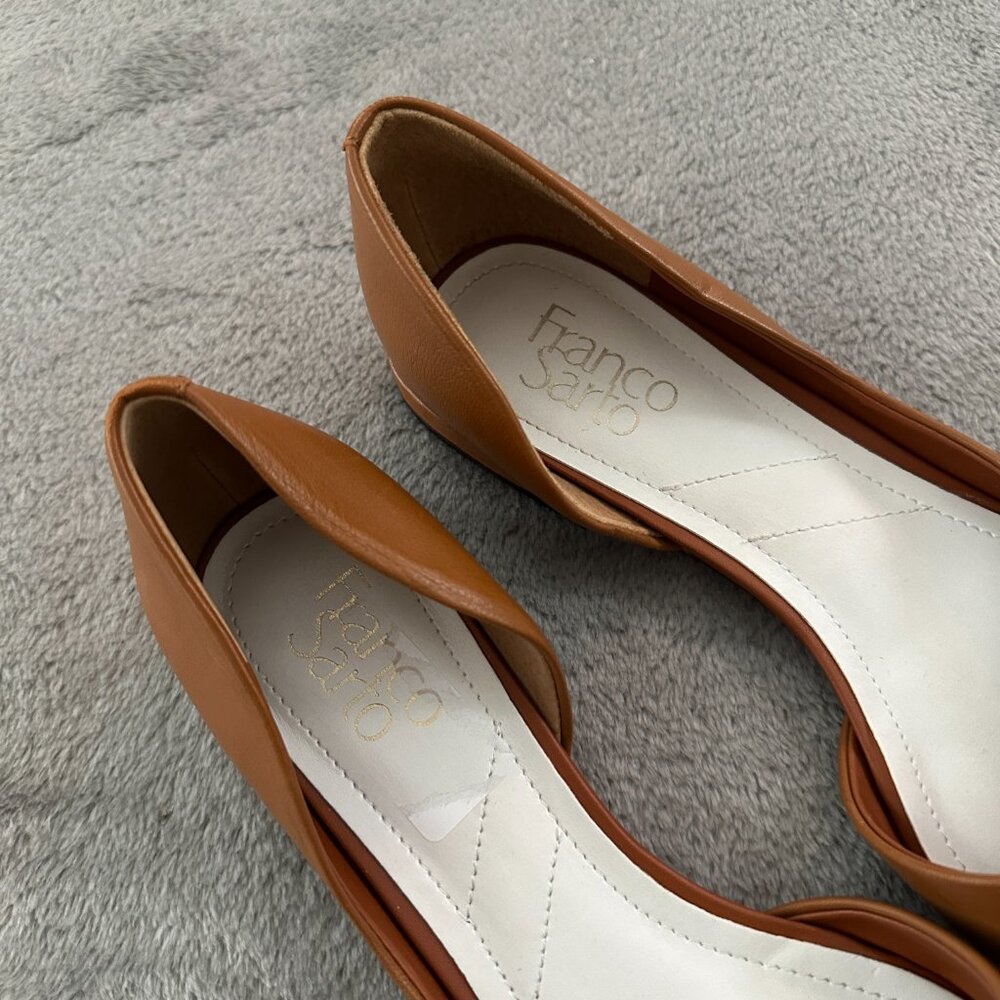 Franco Sarto Cognac Pointed D'Orsay Flats - Picture 2 of 5